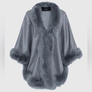 GORSKI Charcoal cashmere with fox  Fur-Trimmed Cape